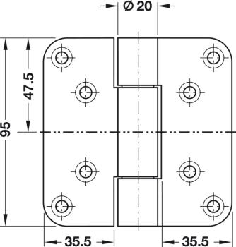 Preview: Objekttürband Edelstahl VN 2929/100 für ungefälzte Objekttüren bis 100 kg Simonswerk